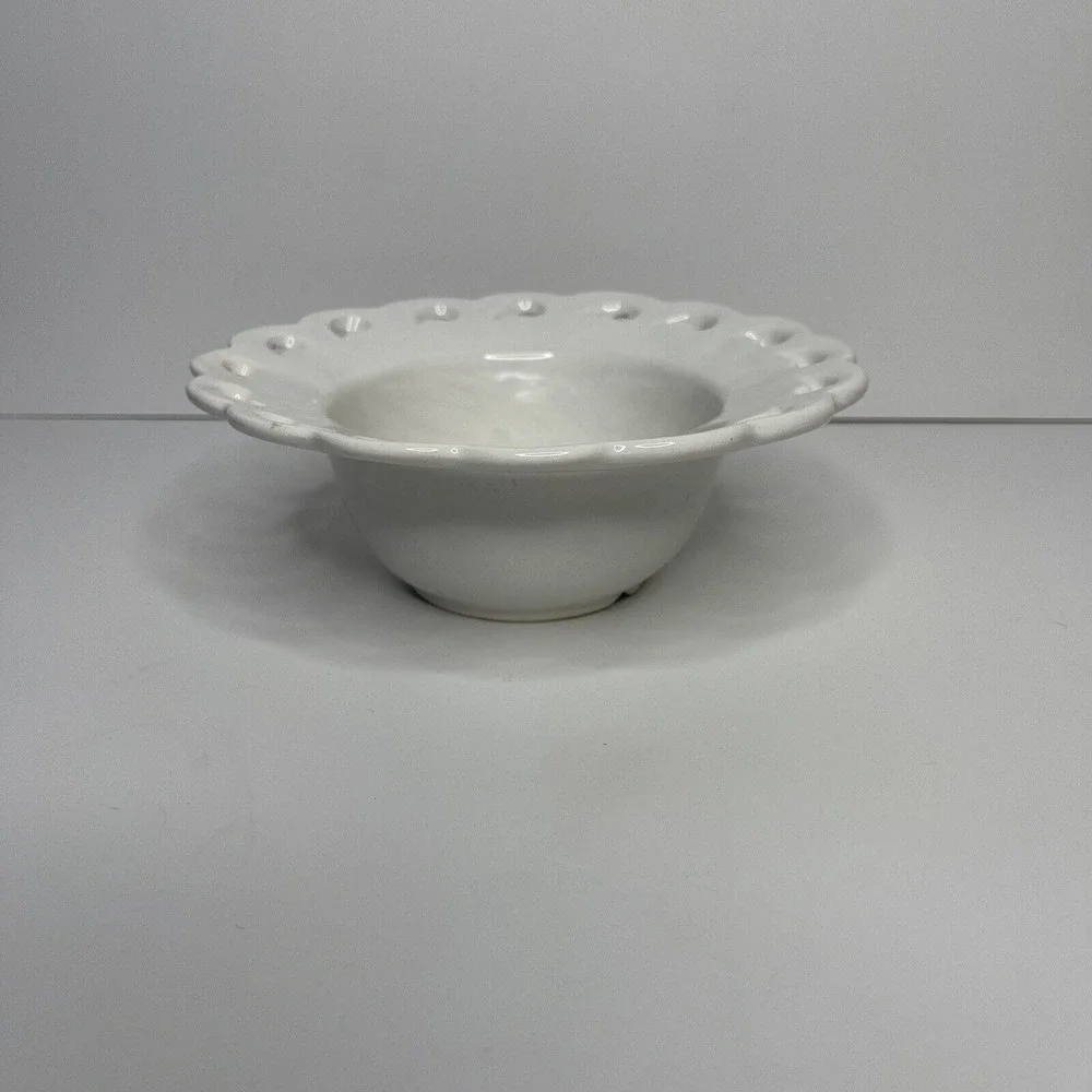 California USA Pottery Lace Cutout Bowl Vintage‎ White Candy Dish Mayo MCM